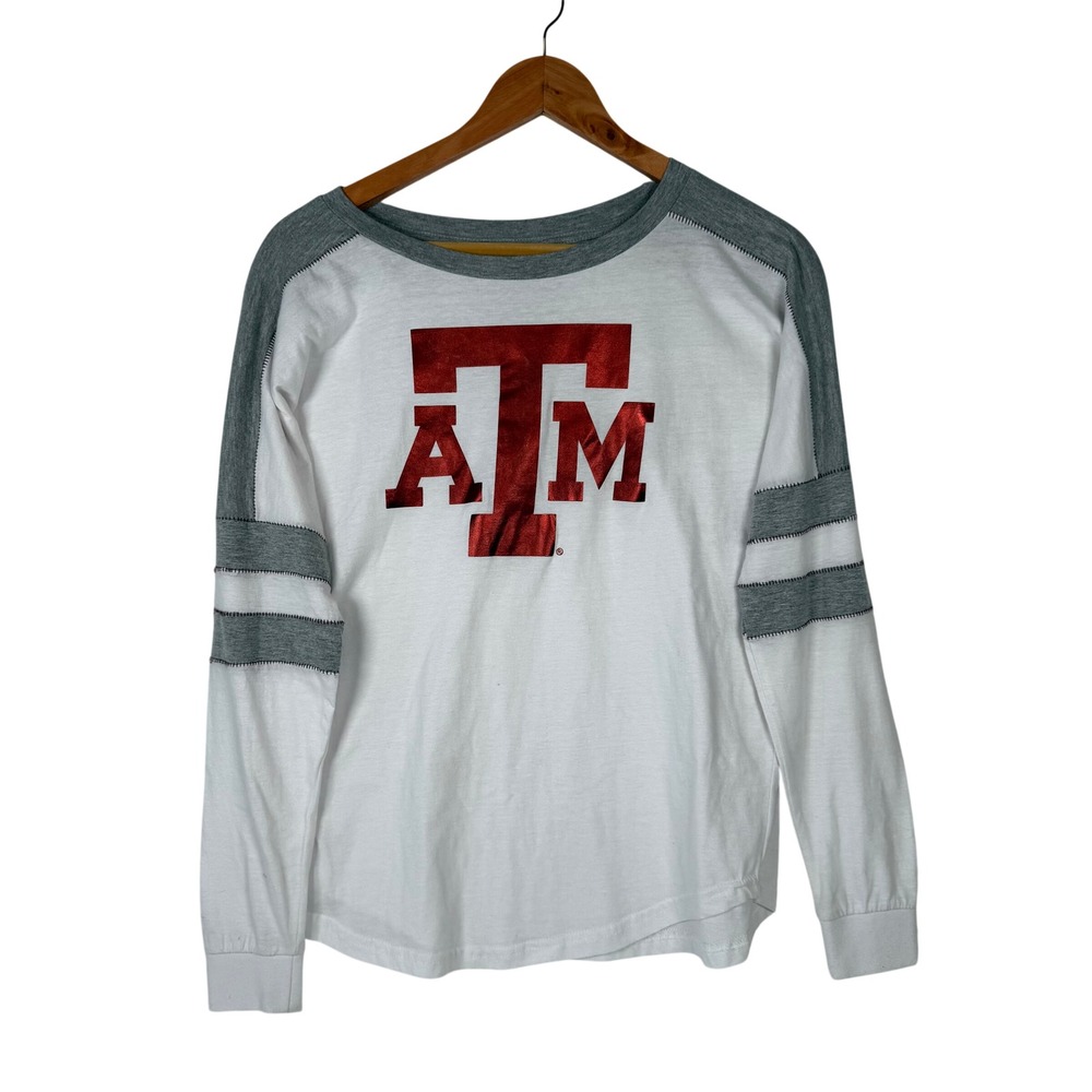 Colosseum Long Sleeve Shirt Womens Small White Texas A&M Aggies‎ Raglan Metallic